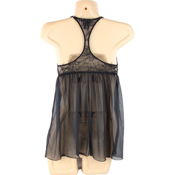 Victoria's Secret Negligee Black Size Small Baby Doll Top Sheer Sleep Top N123 - Picture 6 of 9